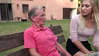 Blondie hot ass anal invasion pummeled by horny grandpa