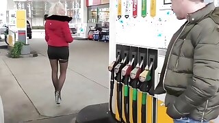 German blonde teenager bitch pick up at gas station and fuck