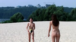 Stunning naturist nymph with beautiful tits is so relaxed