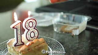 PornPros - Cassidy Ryan celebrates her 18th bday with cake and wood