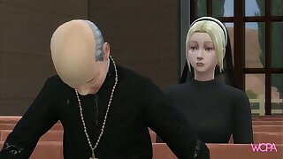 [TRAILER]  Innocent nun spied priest and then went to suck his dick with great desire